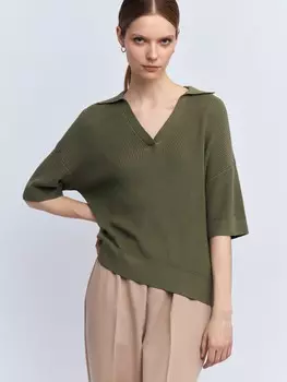 Трикотажный джемпер поло с коротким рукавом