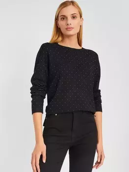 Трикотажный джемпер со стразами и вырезом "лодочка"