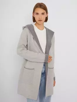 Трикотажный кардиган без застёжки с капюшоном