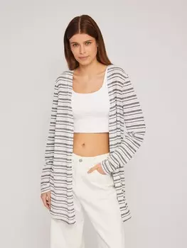 Трикотажный кардиган в полоску без застёжки
