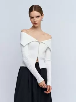 Трикотажный короткий кардиган с вырезом