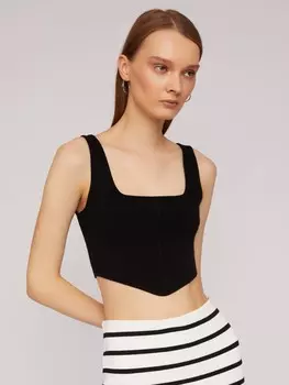 Трикотажный кроп топ без рукавов с имитацией корсета