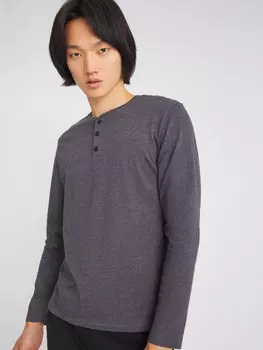 Трикотажный лонгслив хенли с длинным рукавом