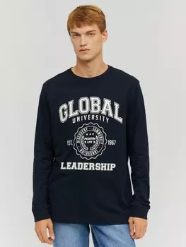 Трикотажный лонгслив из хлопка с принтом