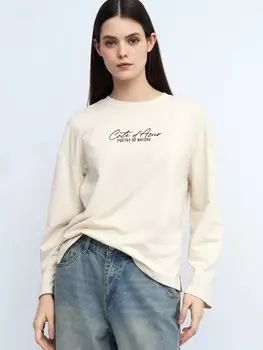 Трикотажный лонгслив с принтом-надписью