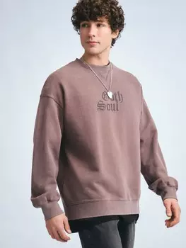 Трикотажный свитшот из хлопка с принтом-надписью