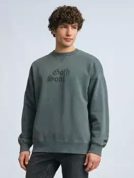 Трикотажный свитшот из хлопка с принтом-надписью