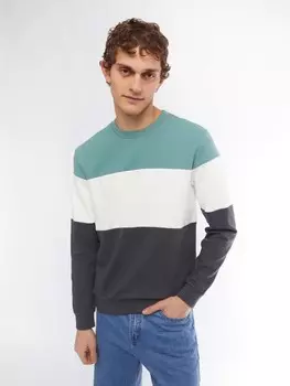 Трикотажный свитшот в стиле колор блок с длинным рукавом