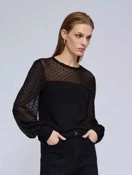 Трикотажный топ-блузка с акцентом на кокетке и рукавах