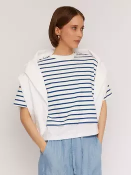 Трикотажный топ-футболка из хлопка в полоску