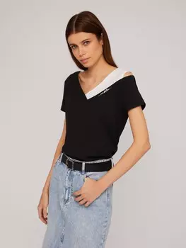 Трикотажный топ из хлопка с вырезом на плечо