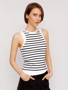 Трикотажный топ-майка из хлопка в полоску