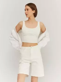 Трикотажный топ-майка короткий с вырезом