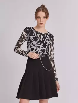 Удлинённая теннисная юбка в складку с ремнём