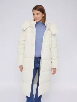 Удлинённая тёплая куртка-шуба из экомеха с капюшоном