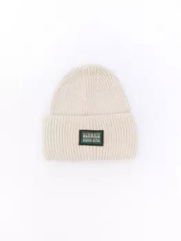 Удлинённая вязаная шапка-бини с отворотом из акрила