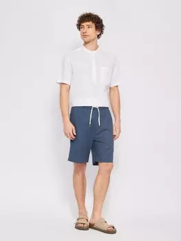 Удлинённые льняные шорты на резинке