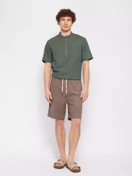 Удлинённые льняные шорты на резинке