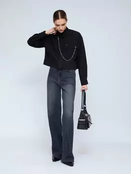 Укороченная рубашка с галстуком и цепочкой