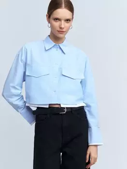 Укороченная рубашка с имитацией нижнего слоя