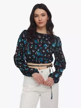 Укороченный топ-блузка с разрезом на спине