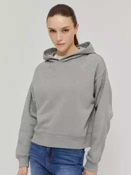 Укороченный тёплый худи со стразами