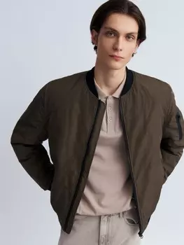 Утеплённая куртка-бомбер с воротником-стойкой