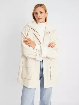 Утеплённая куртка из экокожи с отложным воротником и подкладкой на искусственном меху