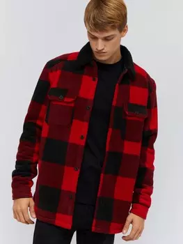Утеплённая куртка-рубашка в клетку с экомехом