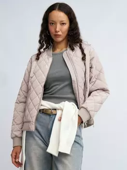 Утеплённая стёганая куртка-бомбер на синтепоне