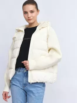 Утеплённая стёганая куртка с вязаными рукавами