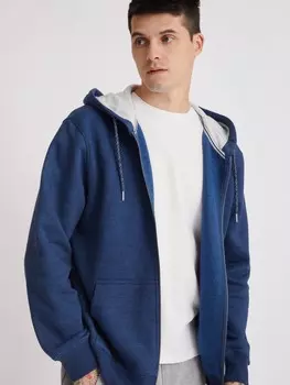 Утеплённая толстовка на молнии с капюшоном и карманами-кенгуру