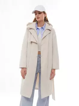 Утеплённое пальто на синтепоне с капюшоном и вшитой манишкой