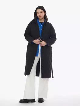 Утеплённое пальто на синтепоне с воротником-стойкой и поясом