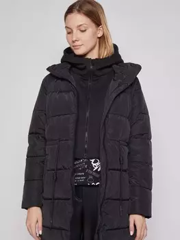 Утеплённое пальто Oversize с капюшоном и манишкой