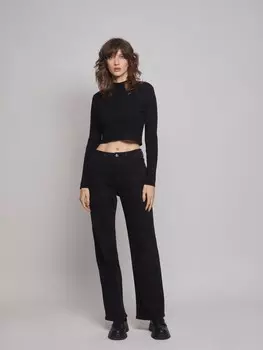 Утеплённые джинсы прямого силуэта