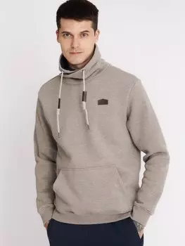 Утеплённый худи прямого кроя с воротником-хомутом и карманом-кенгуру