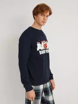 Утеплённый свитшот с новогодним принтом