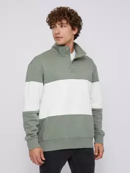 Утеплённый свитшот в стиле колор блок с воротником