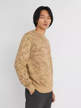 Утеплённый трикотажный свитшот с принтом