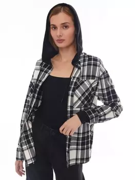 Верхняя рубашка оверсайз из фланели с капюшоном