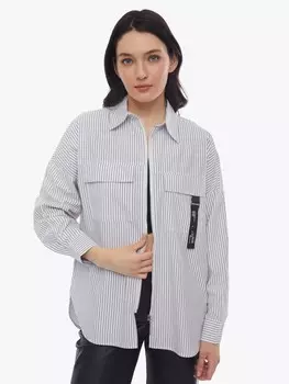 Верхняя рубашка в полоску оверсайз силуэта на молнии