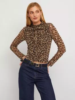 Водолазка с драпировкой и леопардовым принтом