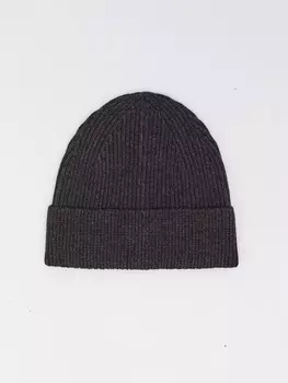 Вязаная шапка-бини из хлопка с отворотом