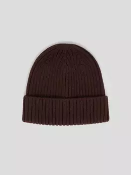 Вязаная шапка-бини из хлопка с отворотом