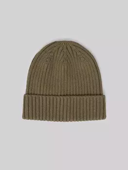 Вязаная шапка-бини из хлопка с отворотом