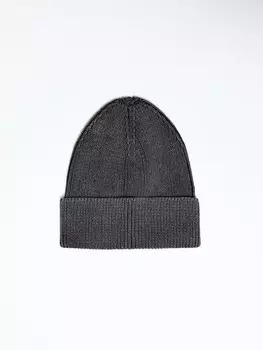 Вязаная шапка-бини из хлопка с отворотом