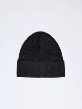 Вязаная шапка-бини из хлопка с отворотом