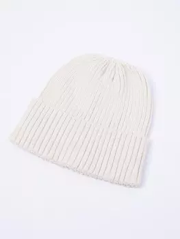 Вязаная шапка-бини с отворотом