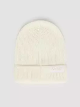 Вязаная шапка-бини с отворотом